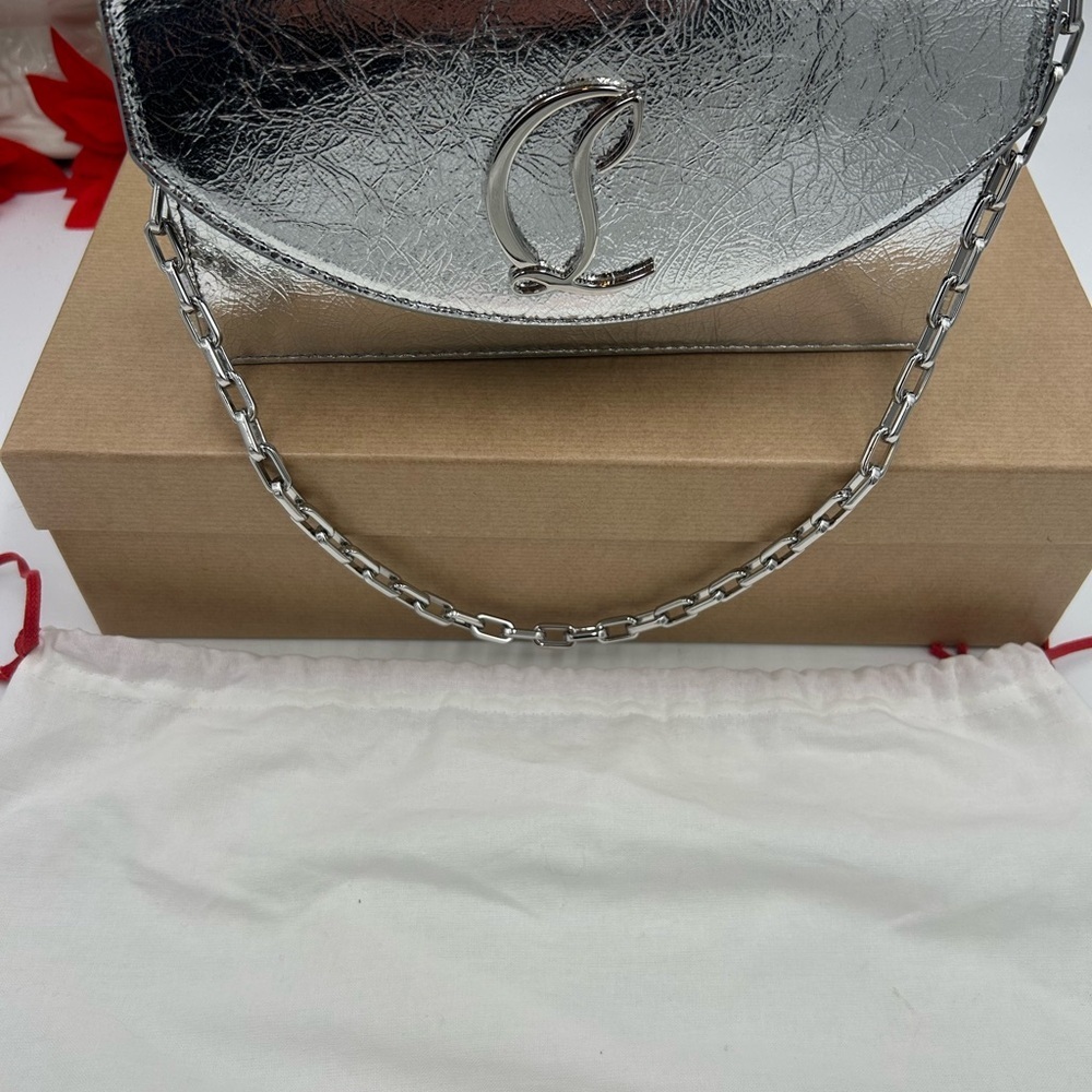 Women's Christian Louboutin, LOUBI54 clutch/shoulder bag with chain made Italy - Picture 5 of 15